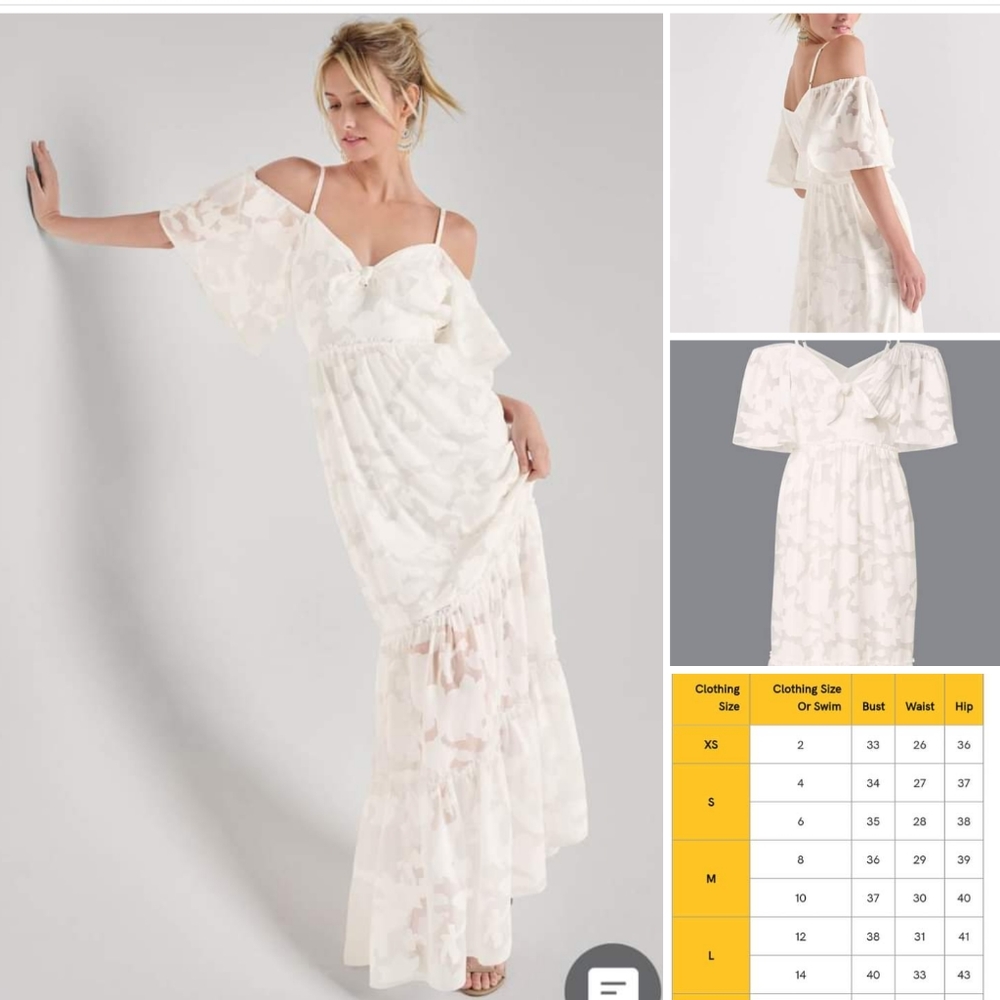 Off White Cold Shoulder Maxi Dress